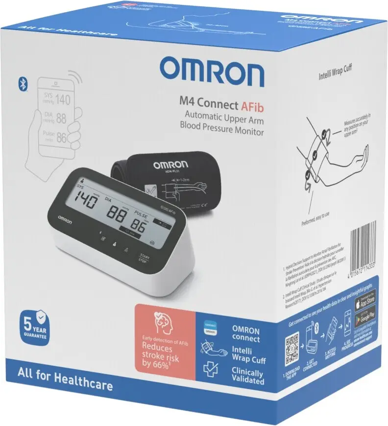 OMRON M4 Connect AFib verenpainemittari olkavarteen, Bluetooth